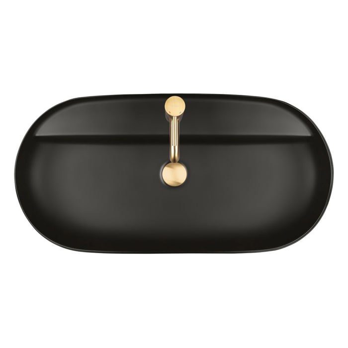 OLTENS Hamnes Thin Aufsatzwaschbecken oval 80 x 40 cm, mit Hahnloch, mit SmartClean