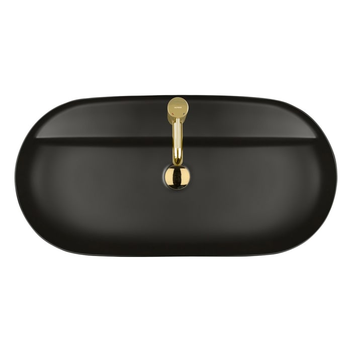 OLTENS Hamnes Thin Aufsatzwaschbecken oval 80 x 40 cm, mit Hahnloch, mit SmartClean