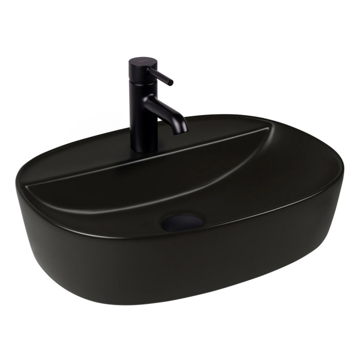 OLTENS Hamnes Thin Aufsatzwaschbecken oval 51 x 39 cm, mit Hahnloch