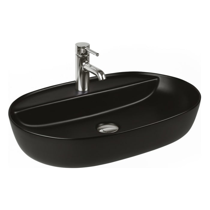 OLTENS Hamnes Thin Aufsatzwaschbecken oval 62 x 42 cm, mit Hahnloch, mit SmartClean