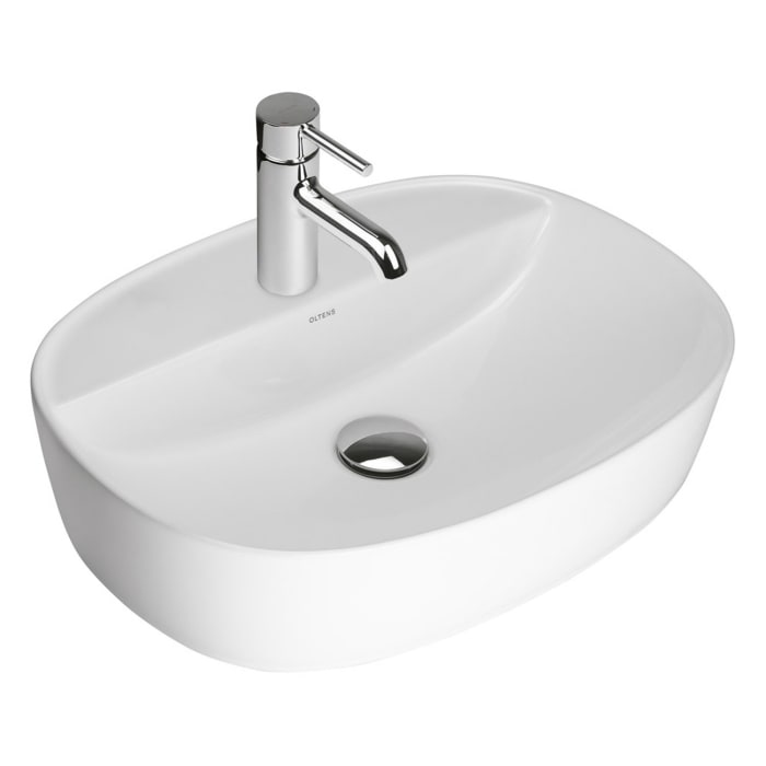 OLTENS Hamnes Thin Aufsatzwaschbecken oval 51 x 39 cm, mit Hahnloch