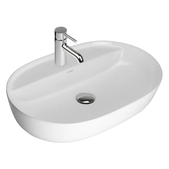 OLTENS Hamnes Thin Aufsatzwaschbecken oval 62 x 42 cm, mit Hahnloch