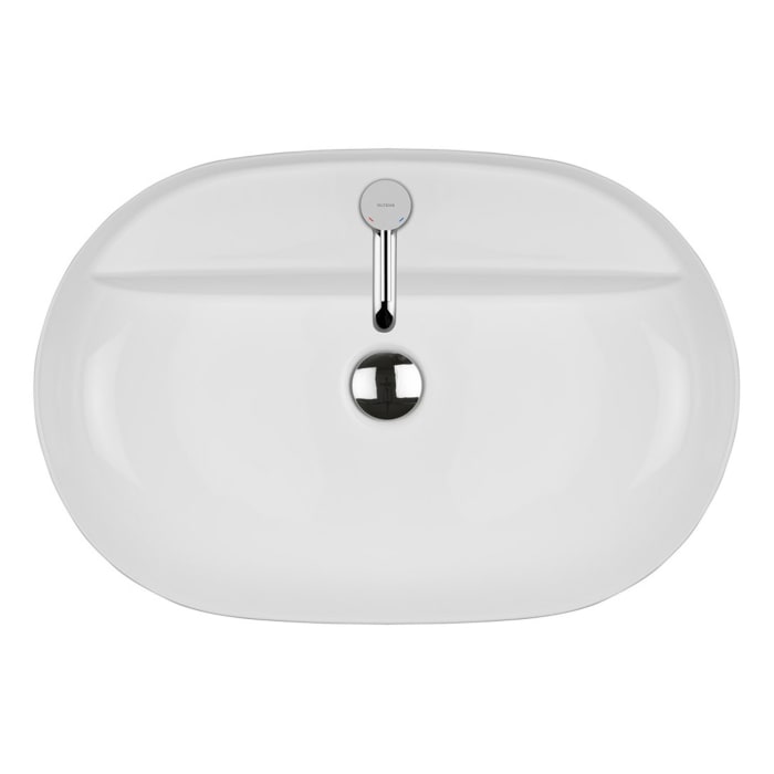 OLTENS Hamnes Thin Aufsatzwaschbecken oval 62 x 42 cm, mit Hahnloch