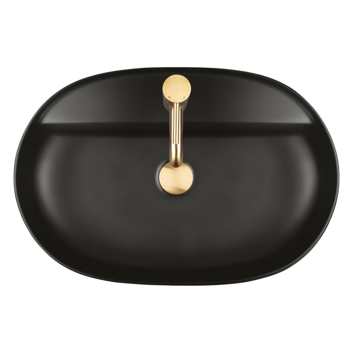 OLTENS Hamnes Thin Aufsatzwaschbecken oval 62 x 42 cm, mit Hahnloch, mit SmartClean