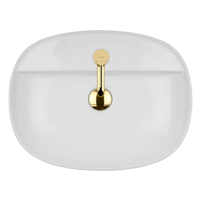 OLTENS Hamnes Thin Aufsatzwaschbecken oval 51 x 39 cm, mit Hahnloch, mit SmartClean