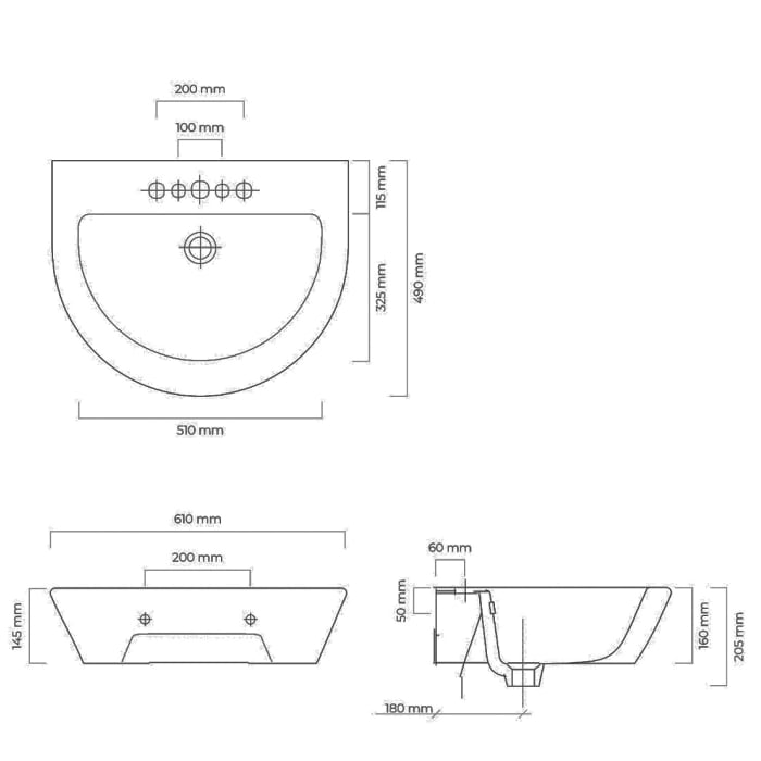 OLTENS Jog Waschbecken 61 x 49 cm, mit SmartClean