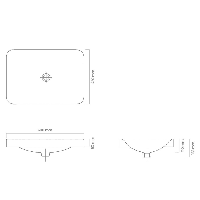 OLTENS Kagera Aufsatzwaschbecken rechteckig 60 x 42 cm