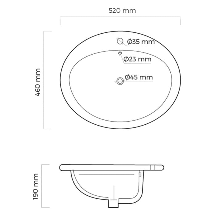 OLTENS Kjos Einbauwaschbecken oval 52 x 46 cm, mit SmartClean