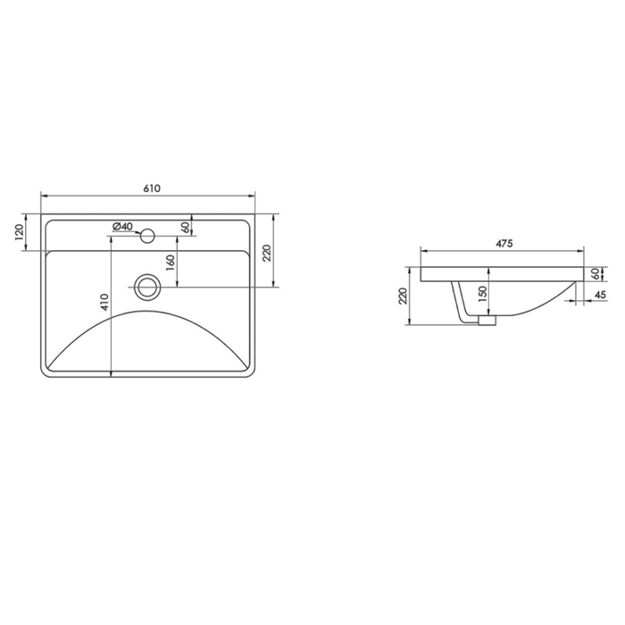 OLTENS Kolma Möbelwaschbecken 60 x 47,5 cm