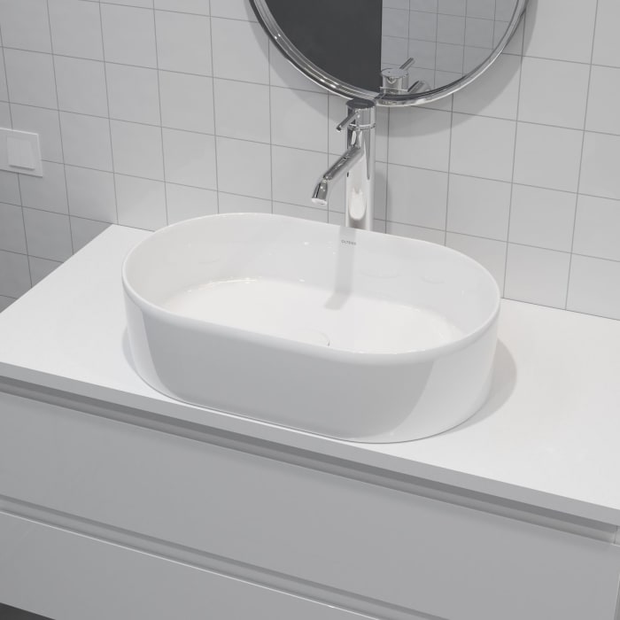 OLTENS Lom Aufsatzwaschbecken oval 55 x 34 cm, mit SmartClean