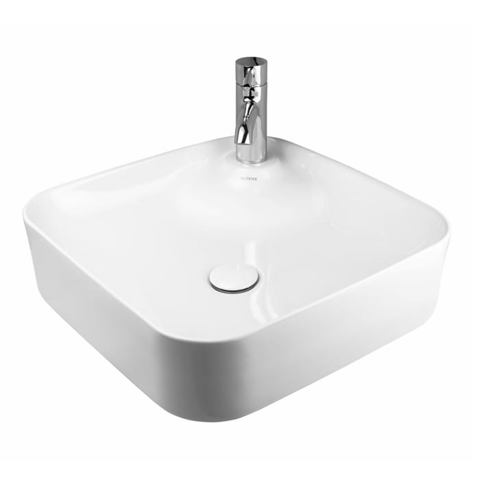 OLTENS Lysake Aufsatzwaschbecken quadratisch 42,5 x 42,5 cm, mit Hahnloch, mit SmartClean