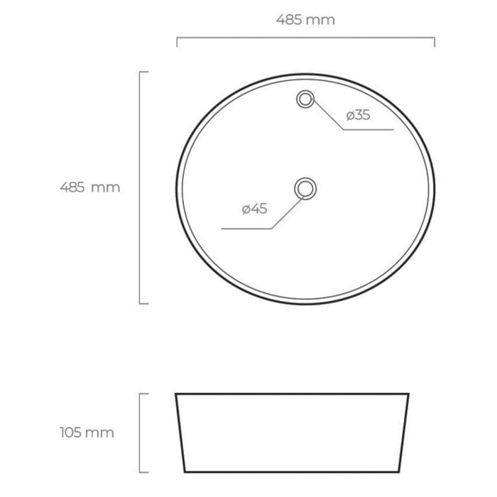 OLTENS Lysake Aufsatzwaschbecken rund Ø 48,5 cm, mit Hahnloch