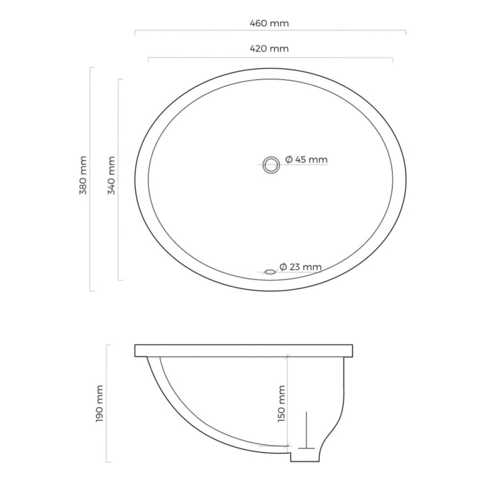 OLTENS Mana Unterbauwaschbecken oval 46 x 38 cm, mit SmartClean