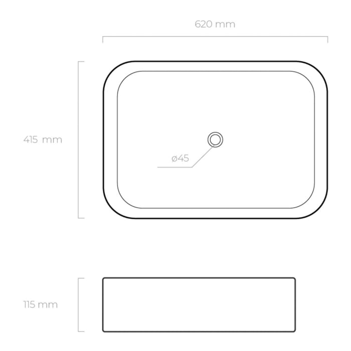 OLTENS Solberg Aufsatzwaschbecken rechteckig 62 x 41,5 cm, mit SmartClean