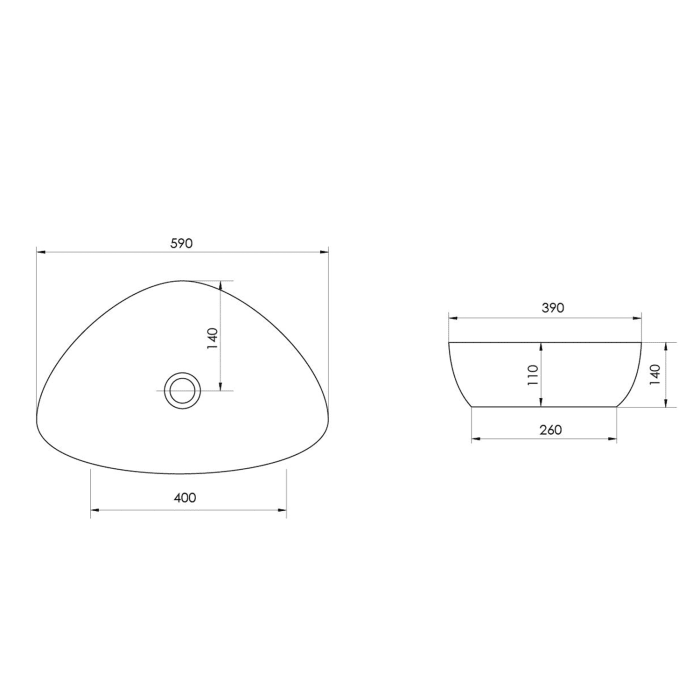 OLTENS Vala Aufsatzwaschbecken Sonderform 59 x 39 cm, mit SmartClean