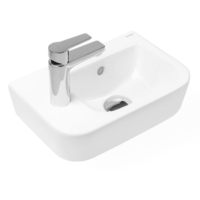 OLTENS Vernal Waschbecken 37 x 24,5 cm, Hahnloch links, mit SmartClean