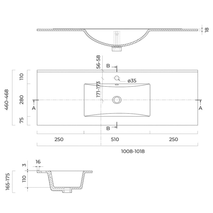 OLTENS Vernal Möbelwaschbecken 101 x 46 cm