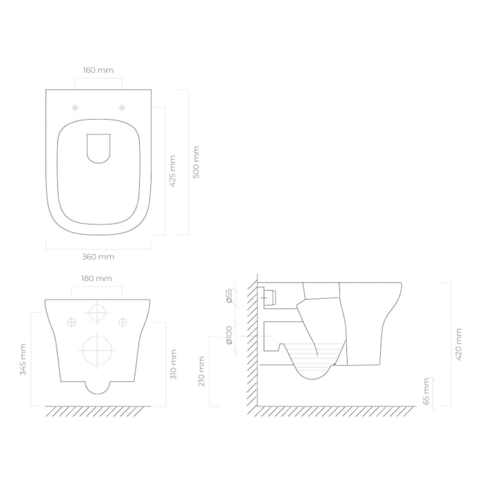 OLTENS Gulfoss Tiefspül-Wand-WC PureRim 36 x 50 cm, mit SmartClean