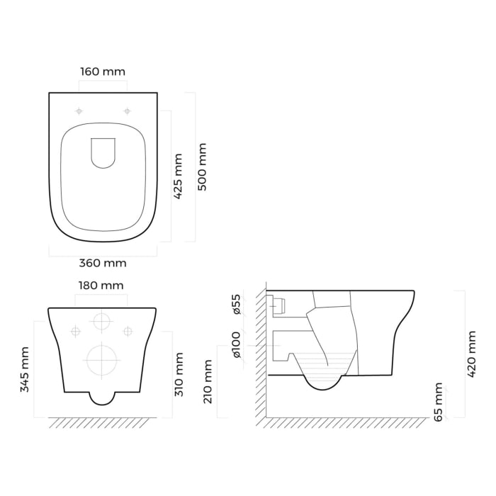 OLTENS Gulfoss Tiefspül-Wand-WC 36 x 50 cm, mit SmartClean