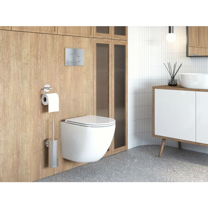 OLTENS Hamnes Stille Tiefspül-Wand-WC PureRim 35,5 x 52 cm, Set mit Ovan Slim WC-Sitz