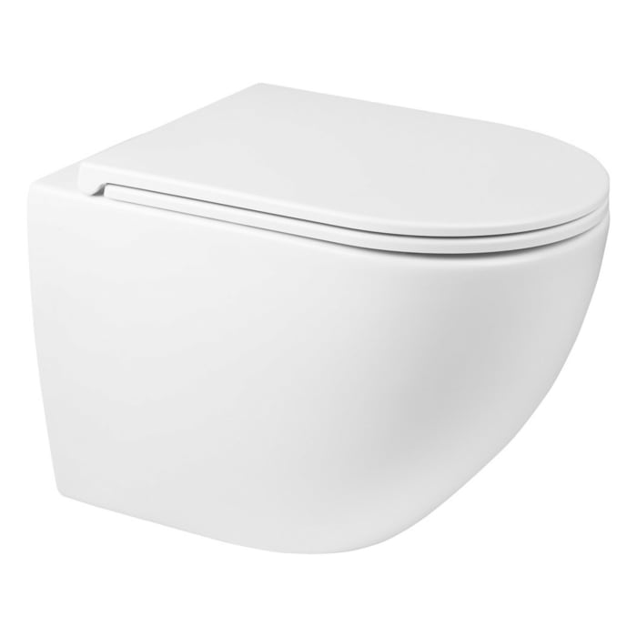 OLTENS Hamnes Tiefspül-Wand-WC PureRim 35,5 x 52 cm, Set mit Ovan Slim WC-Sitz, mit SmartClean