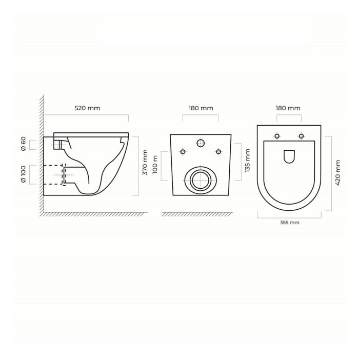 OLTENS Hamnes Tiefspül-Wand-WC PureRim 35,5 x 52 cm, mit SmartClean