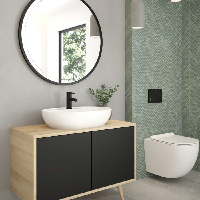OLTENS Hamnes Tiefspül-Wand-WC PureRim 35,5 x 52 cm, Set mit Slim WC-Sitz