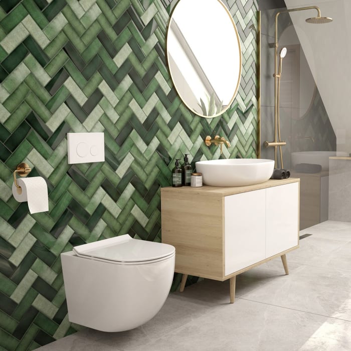 OLTENS Hamnes Tiefspül-Wand-WC PureRim 35,5 x 52 cm, Set mit Slim WC-Sitz