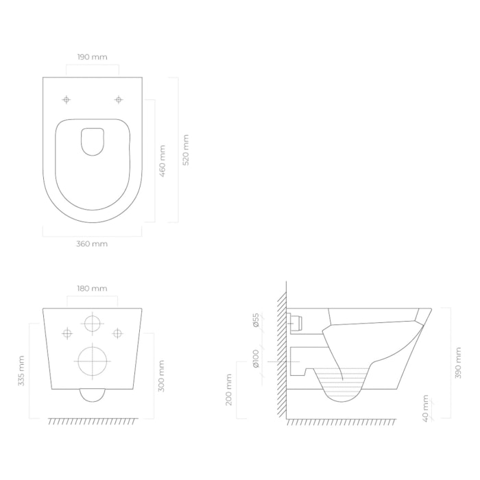 OLTENS Jog Tiefspül-Wand-WC PureRim 36 x 52 cm
