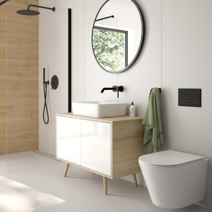 OLTENS Jog Tiefspül-Wand-WC PureRim 36 x 52 cm, Set mit Slim WC-Sitz