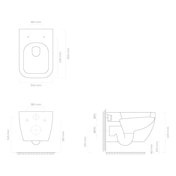 OLTENS Vernal Tiefspül-Wand-WC 34,5 x 50 cm