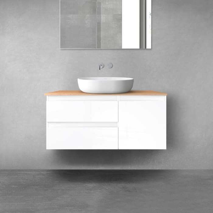 OLTENS Vernal Badmöbel-Set 3-teilig mit Unterschränken mit 2 Schubladen und 1 Tür sowie mit Konsolenplatte 100 x 48,6 cm