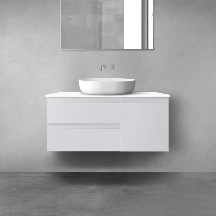 OLTENS Vernal Badmöbel-Set 3-teilig mit Unterschränken mit 2 Schubladen und 1 Tür sowie mit Konsolenplatte 100 x 48,6 cm