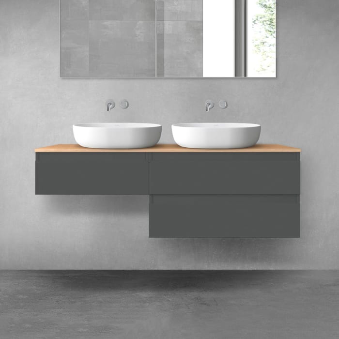 OLTENS Vernal Badmöbel-Set 3-teilig mit 2 Unterschränken mit Schubladen und Konsolenplatte 140 x 25,2/48,6 cm