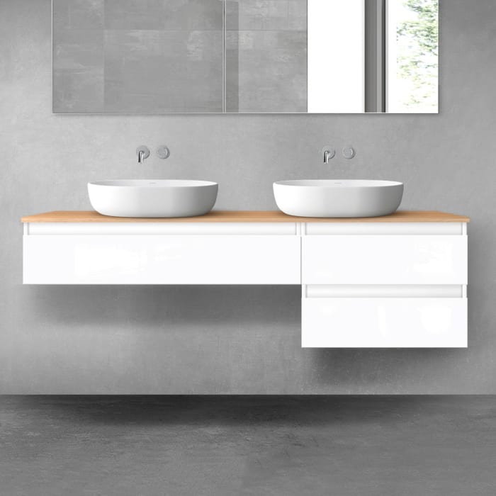 OLTENS Vernal Badmöbel-Set 3-teilig mit 2 Unterschränken mit Schubladen und Konsolenplatte 160 x 25,2/48,6 cm