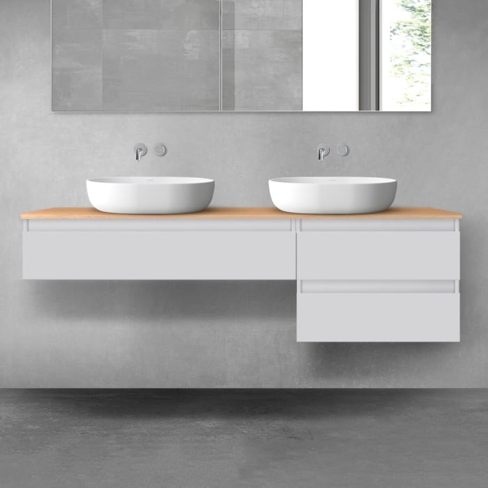 OLTENS Vernal Badmöbel-Set 3-teilig mit 2 Unterschränken mit Schubladen und Konsolenplatte 160 x 25,2/48,6 cm