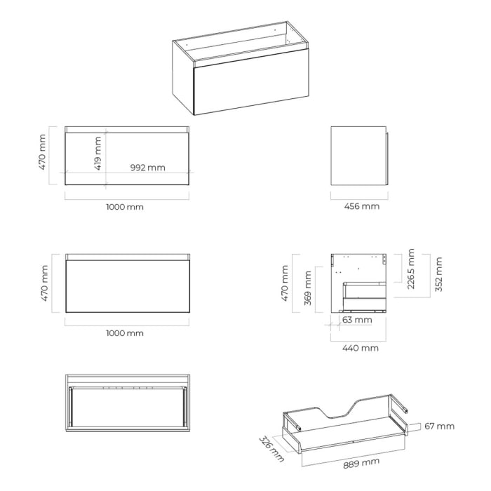 OLTENS Vernal Badmöbel-Set 3-teilig mit Unterschränken mit 2 Schubladen und Konsolenplatte 140 x 48,6 cm