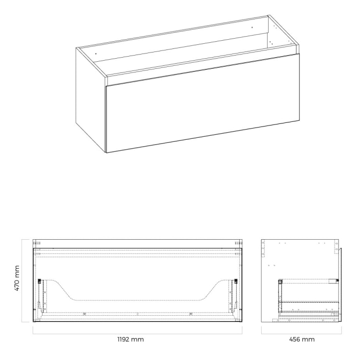 OLTENS Vernal Badmöbel-Set 3-teilig mit 2 Unterschränken mit Schubladen und Konsolenplatte 180 x 48,6 cm