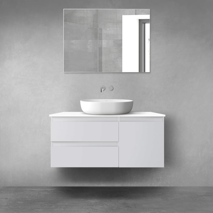 OLTENS Vernal Badmöbel-Set 3-teilig mit Unterschränken mit 2 Schubladen und 1 Tür sowie mit Konsolenplatte 100 x 48,6 cm