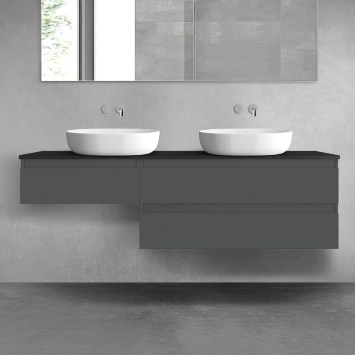 OLTENS Vernal Badmöbel-Set 3-teilig mit 2 Unterschränken mit Schubladen und Konsolenplatte 160 x 25,2/48,6 cm