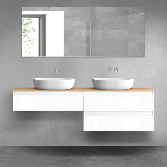 OLTENS Vernal Badmöbel-Set 3-teilig mit 2 Unterschränken mit Schubladen und Konsolenplatte 160 x 25,2/48,6 cm