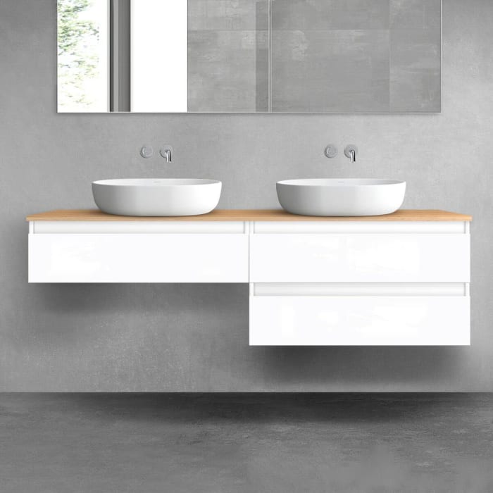 OLTENS Vernal Badmöbel-Set 3-teilig mit 2 Unterschränken mit Schubladen und Konsolenplatte 160 x 25,2/48,6 cm