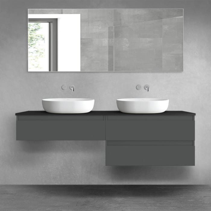 OLTENS Vernal Badmöbel-Set 3-teilig mit 2 Unterschränken mit Schubladen und Konsolenplatte 160 x 25,2/48,6 cm