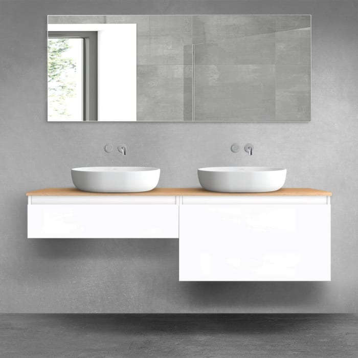 OLTENS Vernal Badmöbel-Set 3-teilig mit 2 Unterschränken mit Schubladen und Konsolenplatte 160 x 25,2/48,6 cm