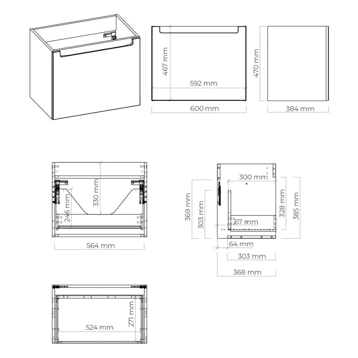 OLTENS Jog Waschtischunterschrank 60 x 47 cm