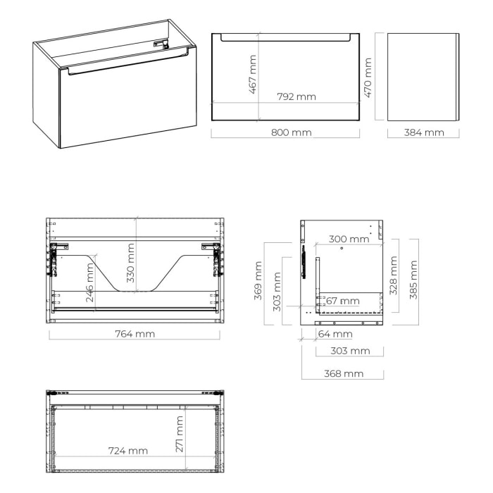 OLTENS Jog Waschtischunterschrank mit Waschbecken 81 x 48,4 cm