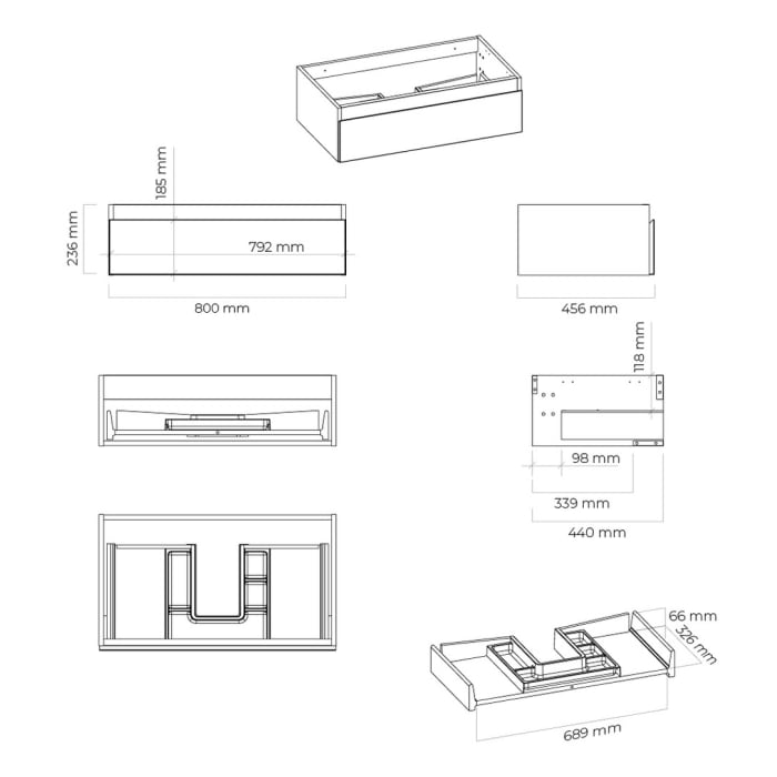 OLTENS Vernal Waschtischunterschrank mit Waschbecken 81 x 25,4 cm, mit 1 Schublade