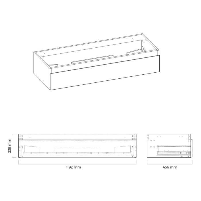 OLTENS Vernal Waschtischunterschrank mit Waschbecken 120 x 25,4 cm, mit 1 Schublade