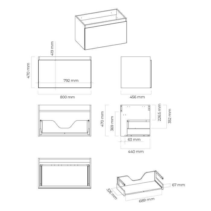 OLTENS Vernal Waschtischunterschrank mit Waschbecken 81 x 48,8 cm, mit 1 Schublade