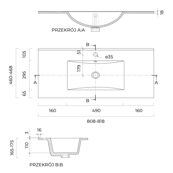 OLTENS Vernal Waschtischunterschrank mit Waschbecken 81 x 25,4 cm, mit 1 Schublade